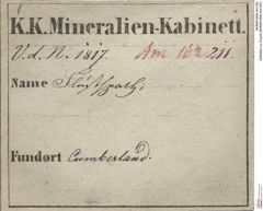 Etiketten zu Fluorit (NHMW-MIN-Am162)